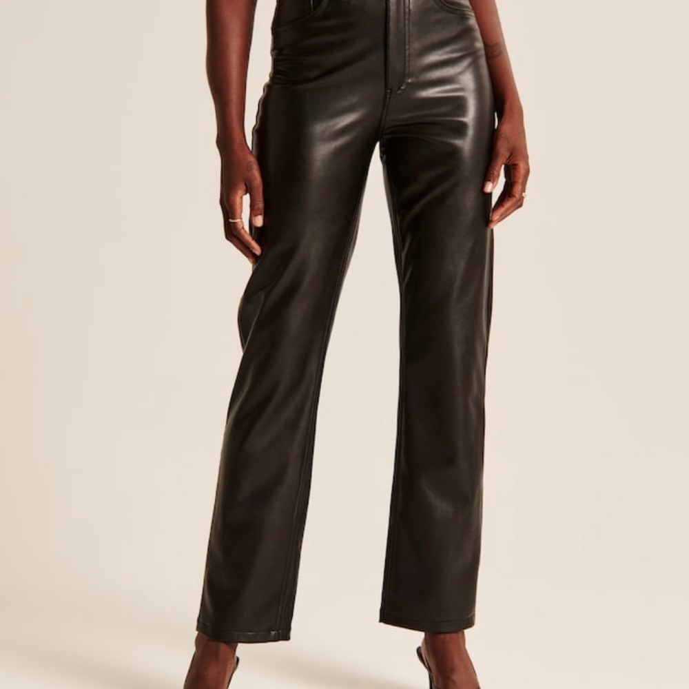 Abercrombie Vegan Leather 90s straight leg pants